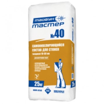 Тайфун Мастер № 40 - Самонивелирующийся состав для стяжек цементный, 25 кг-0