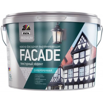 Dufa Premium FACADE - Cуперпрочная фасадная выравнивающая краска Base 3, 2,5-9 литров-0
