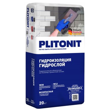 PLITONIT ГидроСлой (ГидроСтена) - Смесь сухая гидроизоляционная на цементной основе, 20 кг, РФ-0