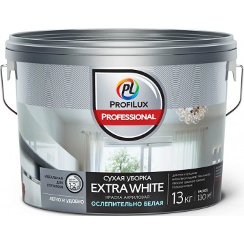 Profilux Professional extra white - Интерьерная краска "сухая уборка", матовая, 2,5-13 кг-0