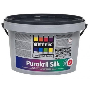 BETEK Purakril Silk - Фасадная акрилатная краска, шелковисто-матовая, 15 л, Турция.-0