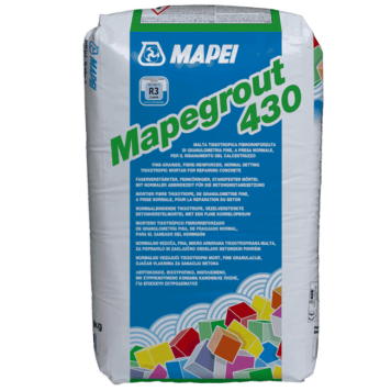 Mapei Mapegrout 430 - Безусадочная мелкозернистая ремонтная смесь для бетонных поверхностей, разрушенных коррозией арматуры, 25 кг, РФ-0