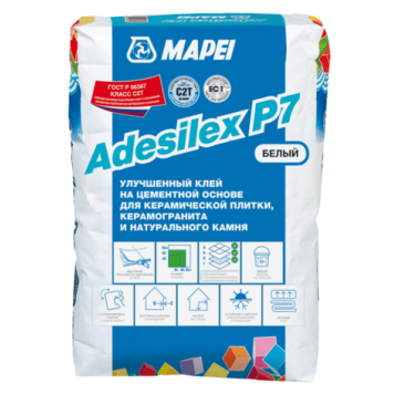 MAPEI Adesilex P7 - Клей для плитки C2T для керамики, мозаики, камня, 25 кг, серый/белый, РФ-0