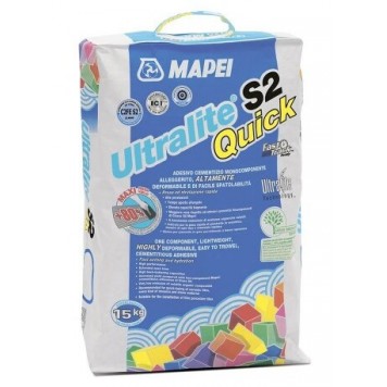 MAPEI Ultralite S2 QUICK - Легкий сверх эластичный клей быстрого схватывания C2FES2, серый/белый, 15 кг, РФ-0