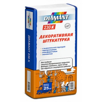 Diamant 215K, 220K - Минеральная штукатурка, фактура "Камешки 1.5, 2 мм" в ассортименте, белая, РБ, 25 кг-0