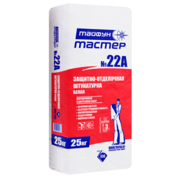 Тайфун Мастер № 22а — Штукатурка для наружных работ, финишная, белая, РБ, 25 кг-0