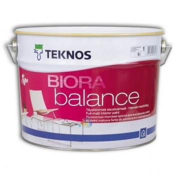 Teknos Biora Balance B.1 - Матовая краска для сухих помещений, белая, 2,7-9 литров, Финляндия-0