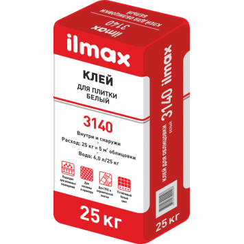 Ilmax 3140 Whitefix - Белый клей для мрамора, камня и мозаики, 25кг, РБ-0