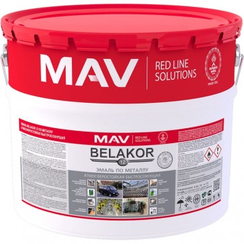MAV Belakor 12 - Эмаль по металлу, атмосферостойкая, быстросохнущая, 10 л, РБ-0