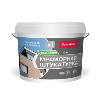 Bayramix «Мраморная штукатурка EcoStone»  - мраморная (мозаичная) штукатурка для внутренних и наружных работ, в ассортименте, 15 кг-0