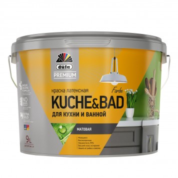 Dufa Premium KUCHE&BAD - Интерьерная латексная краска для кухни и ванной, 2,5 - 9 литров, РФ-0