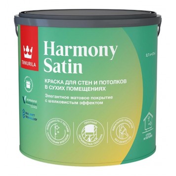 Tikkurila Harmony Satin Base A - Интерьерная краска для стен и потолков в сухих помещениях, 9 л, Россия-0
